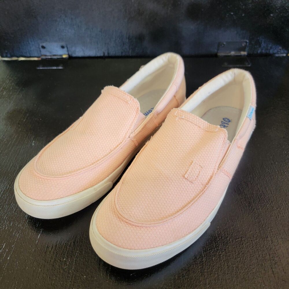 Obtaom Slip On Men's 13 Pink Canvas Dock Beach Shoes Comfy Arch Support